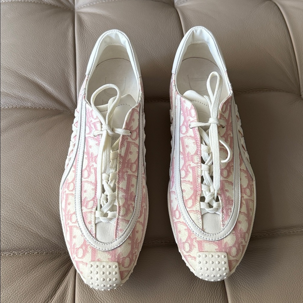 Dior Women's Sneakers in Pink and White Size 9